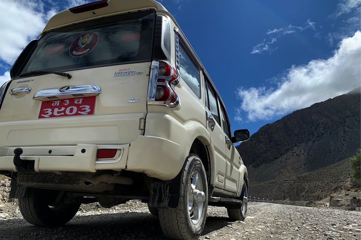 Jeep on the way to Muktinath